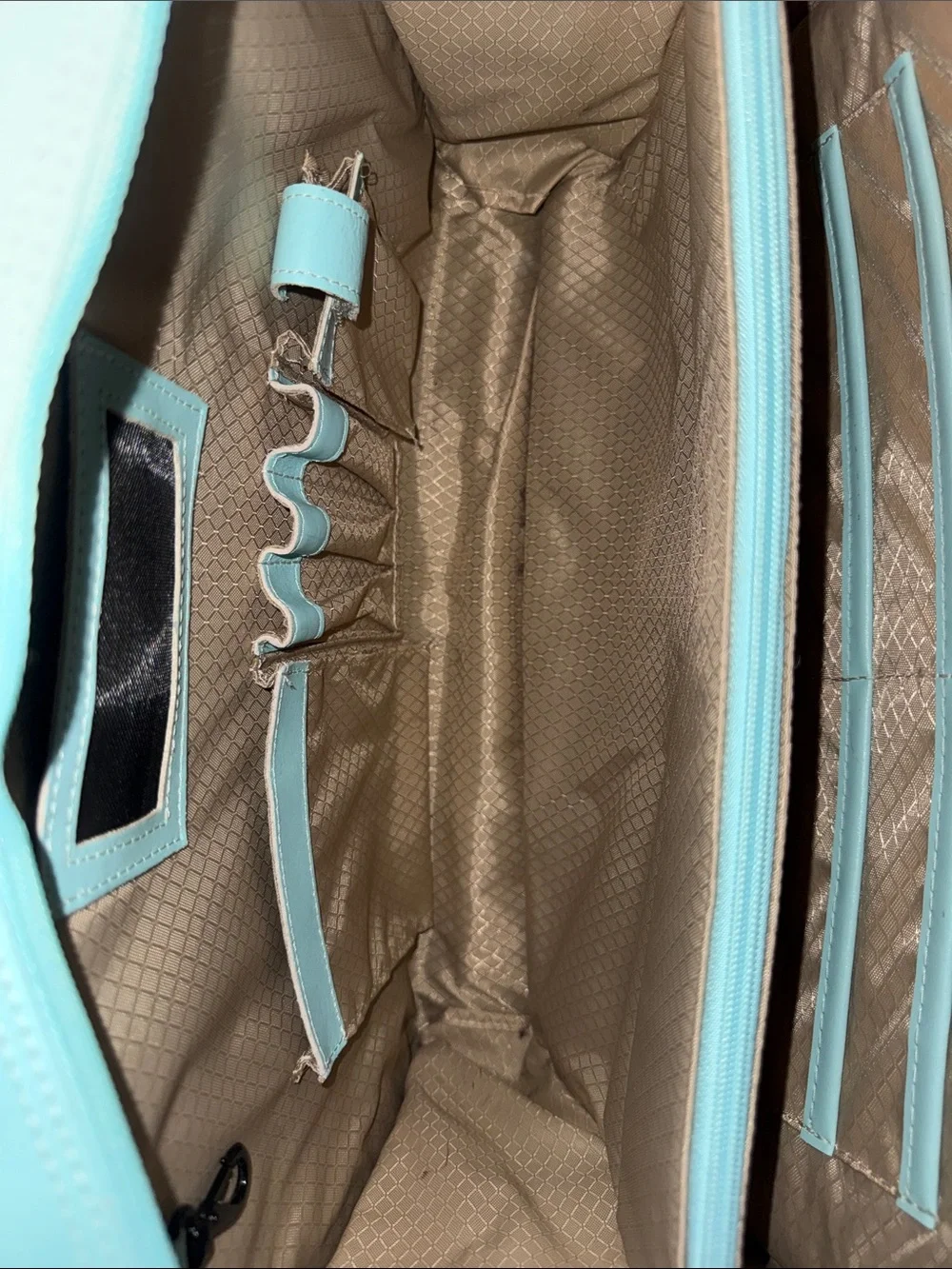 McKlein Sky Blue Rolling Leather Computer Bag Top-Handle & Shoulder Strap